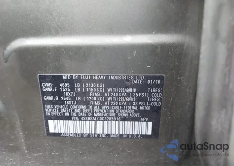 2016 Subaru Outback 2.5I Limited from USA, damaged, VIN 4S4BSALC0G3285916